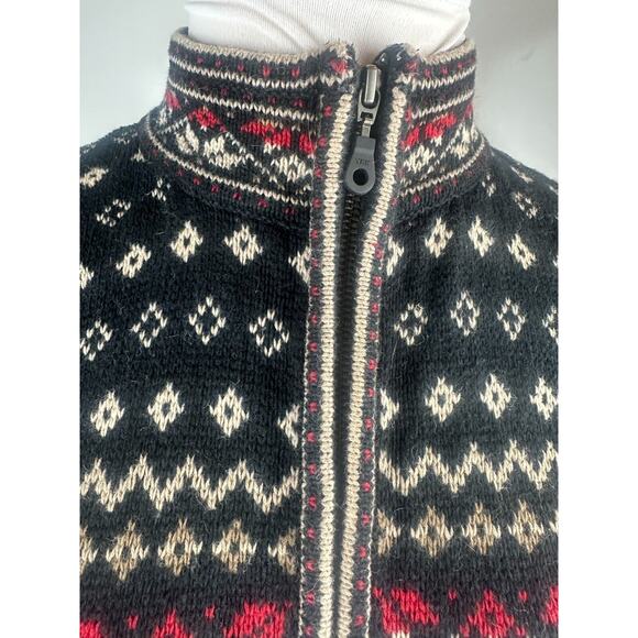 Nomadic Traders Full Zip Cardigan Sweater Red White Black Ramie Cotton Medium - Picture 6 of 16